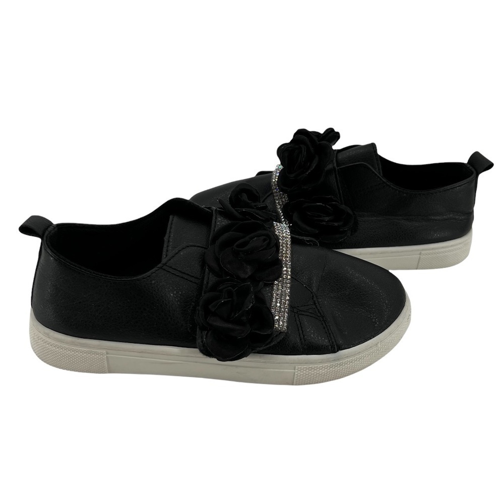 Ositos Black Floral Rhinestone Embellished Flat Shoes Size 3 Girl’s